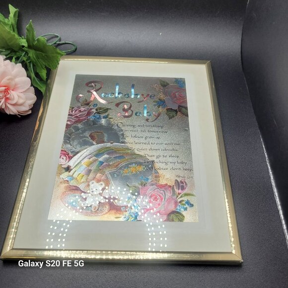 Vintage Rockabye Baby Metallic Print 1980's by Wendy Lyn Framed and Matted - Picture 8 of 13